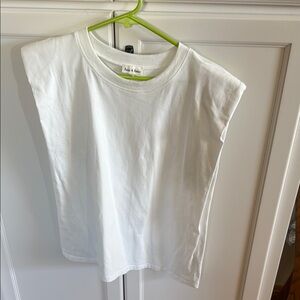 Women’s White Muscle Tee with Crew Neck